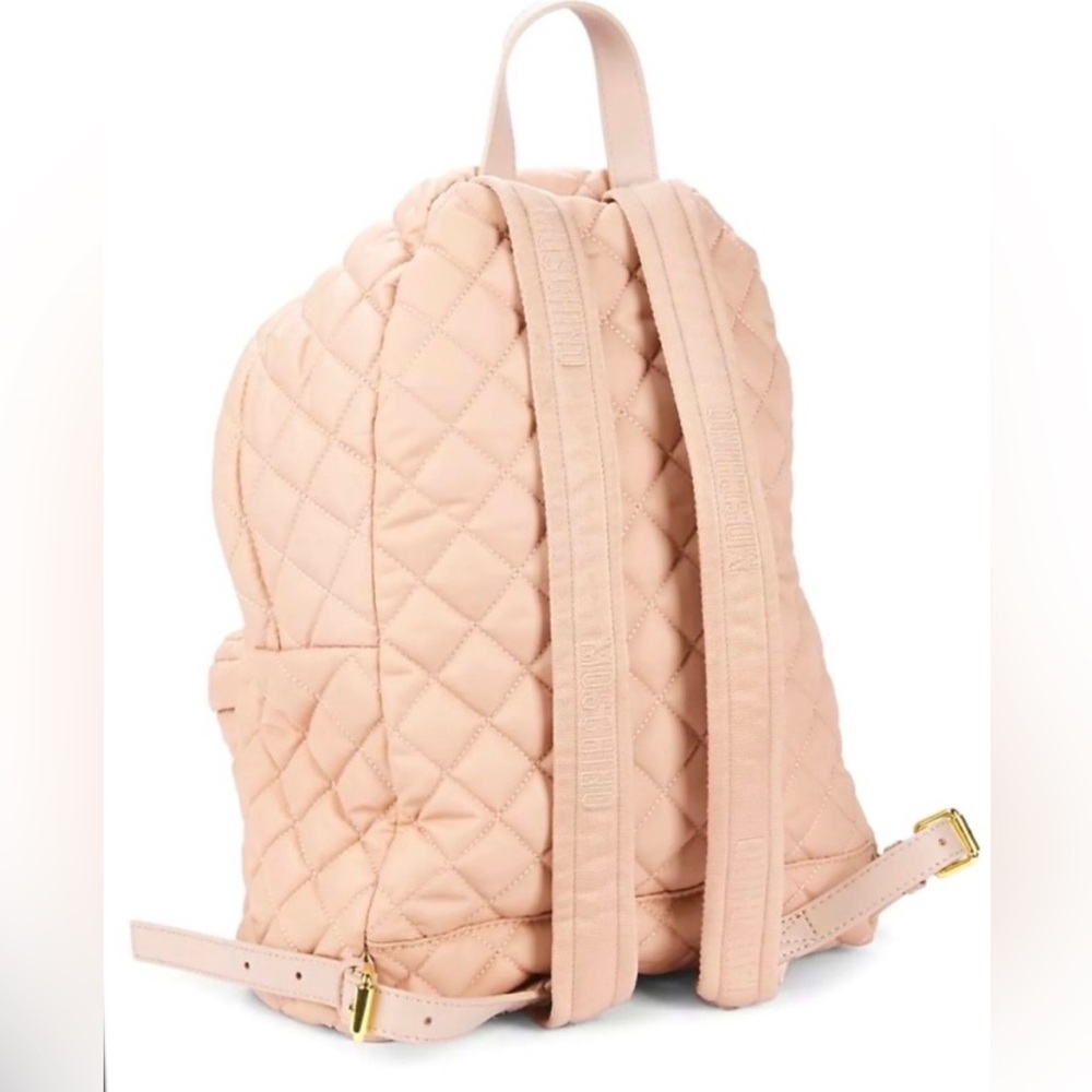 🎉HP🎉New Moschino Large Nylon Quilted Logo Light Blush Pink Backpack✨LimitedEd - Picture 7 of 15
